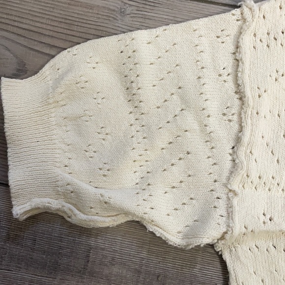 Free People Sand Castle Pointelle Cropped Boxy Knit Sweater - Picture 13 of 17